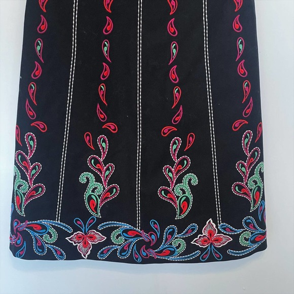 Maeve Women's Size 0 Chennai Dress ~ Black Embroidered Sheath Anthropologie Boho - Picture 6 of 11